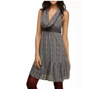 Free People Crochet Knit Cowl Neck Summer Dress Size 6 High Waist Gray w…